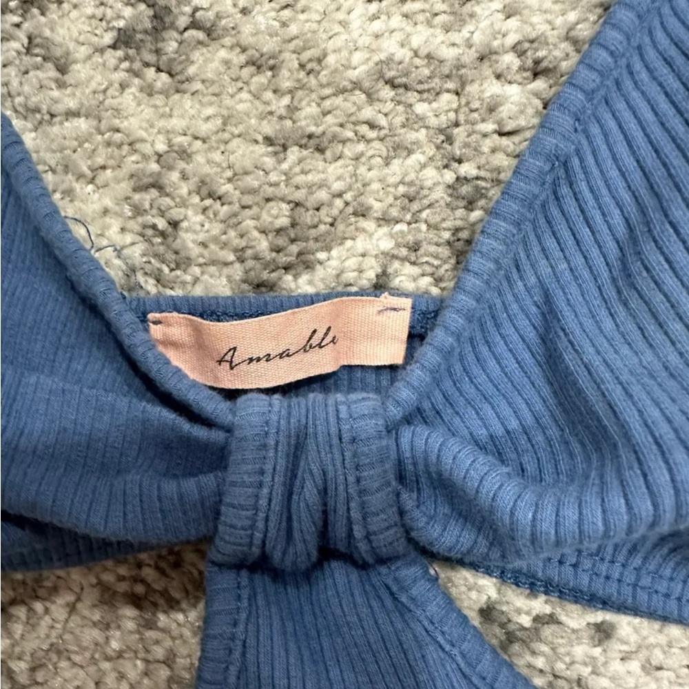 Blue Ribbed Halter Top - Picture 3 of 7